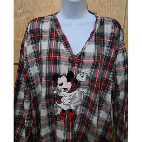 Vintage Mickey Inc Plaid Long Sleeve Tunic With Embroidered Mickey Mouse Design - Picture 2 of 9